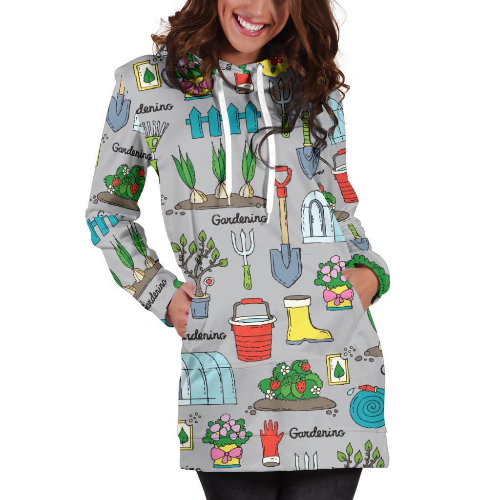 Gardening Pattern Print Design G07 Women Hoodie Dress