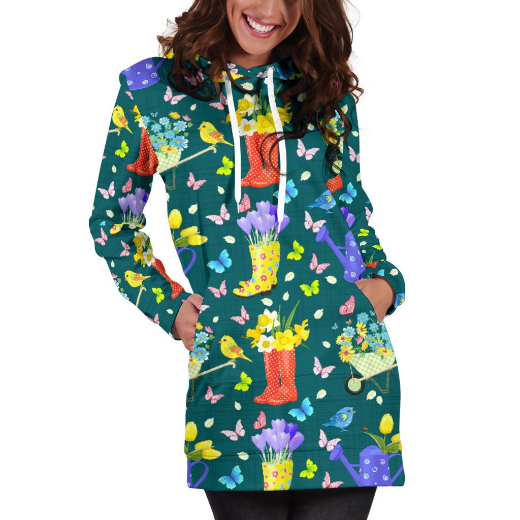 Gardening Pattern Print Design G08 Women Hoodie Dress