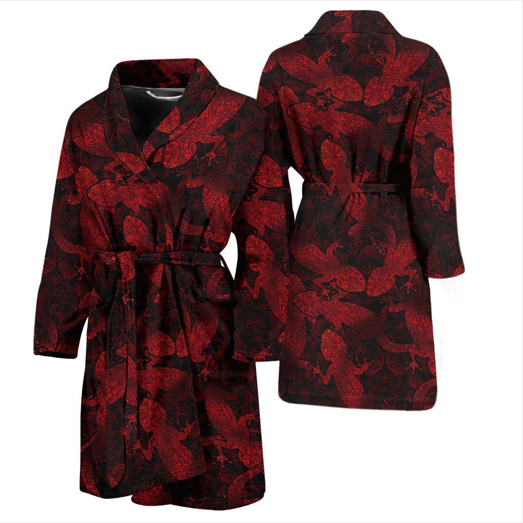 Gecko Pattern Print Design 04 Men Bathrobe-JORJUNE.COM