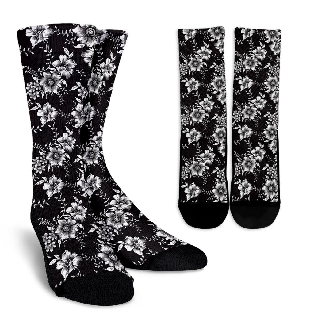 Gerberas Pattern Print Design GB02 Crew Socks-JORJUNE.COM