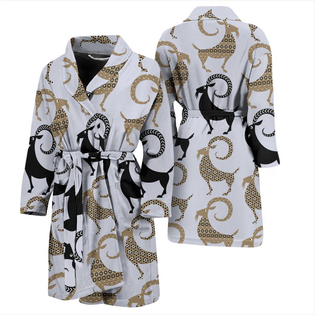 Goat Pattern Print Design 03 Men Bathrobe-JORJUNE.COM