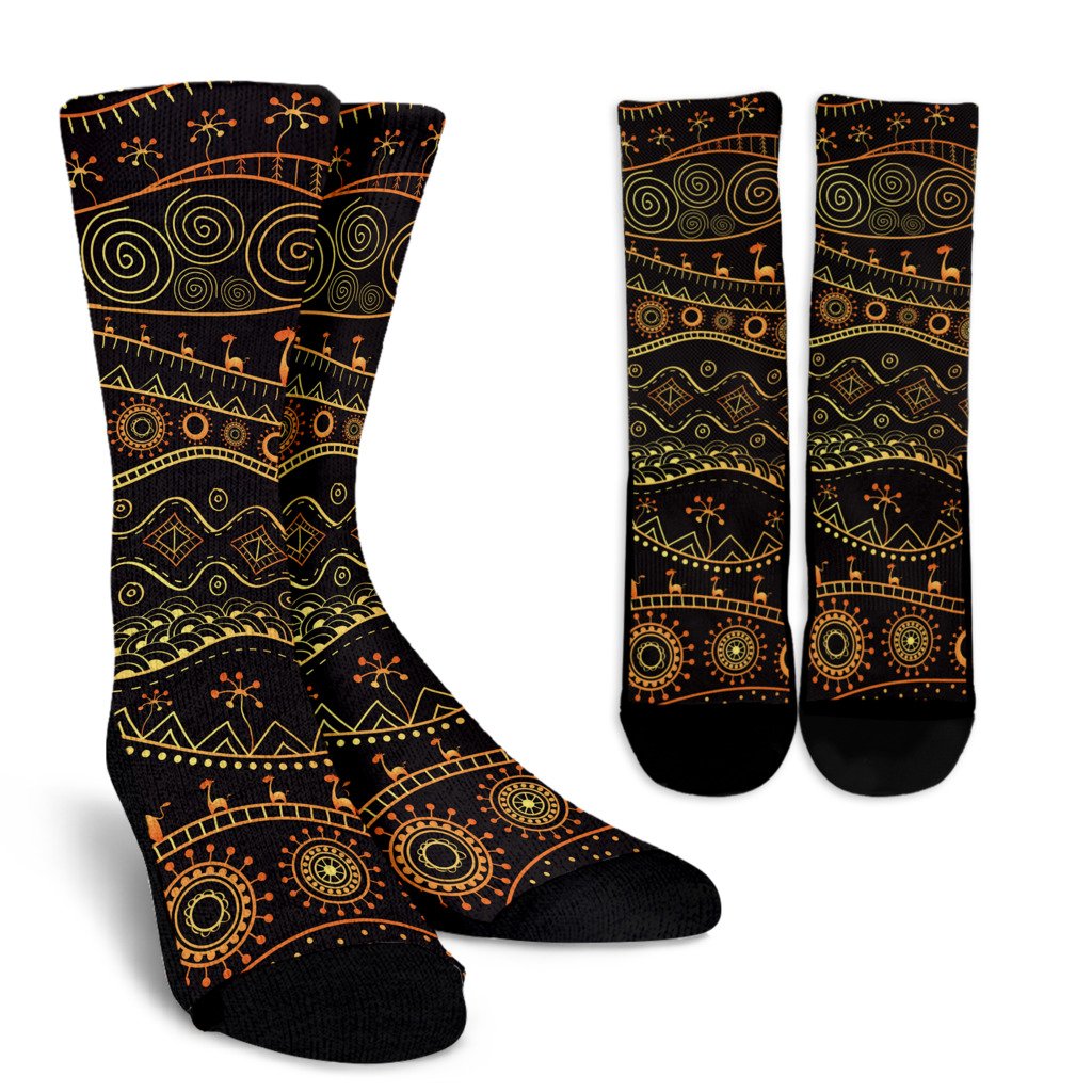 Gold African Design Crew Socks