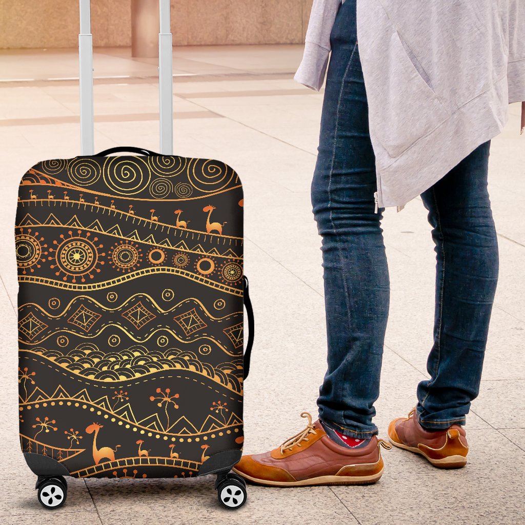 Gold African Design Luggage Cover Protector