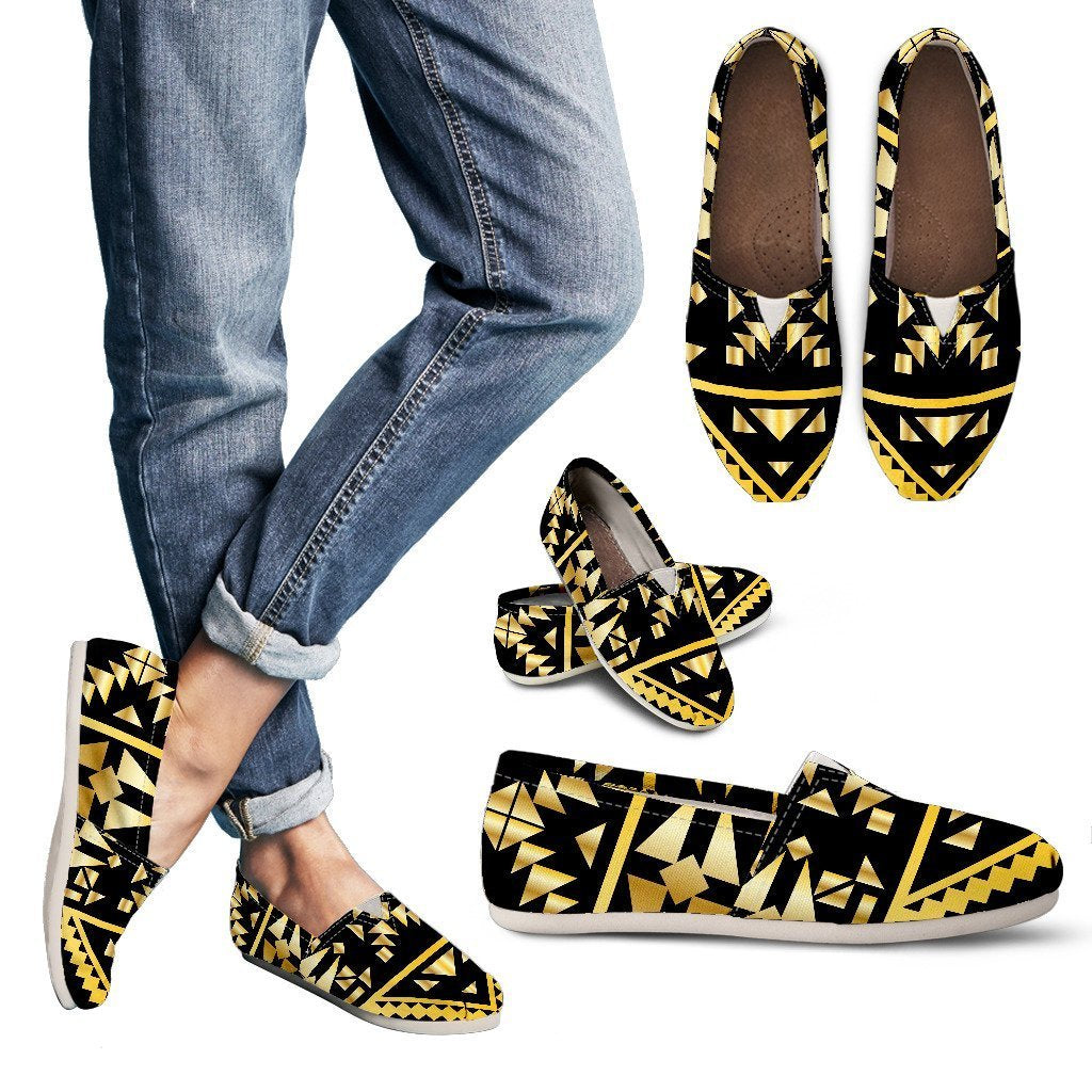 Gold Aztec Tribal Women Casual Shoes-JorJune.com