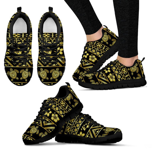 Tribal Aztec Sea Turtle Hawaiian Flower Women Sneakers
