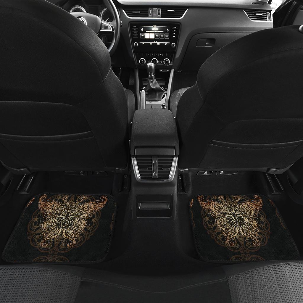 Gold Butterfly Ornamental Front and Back Car Floor Mats