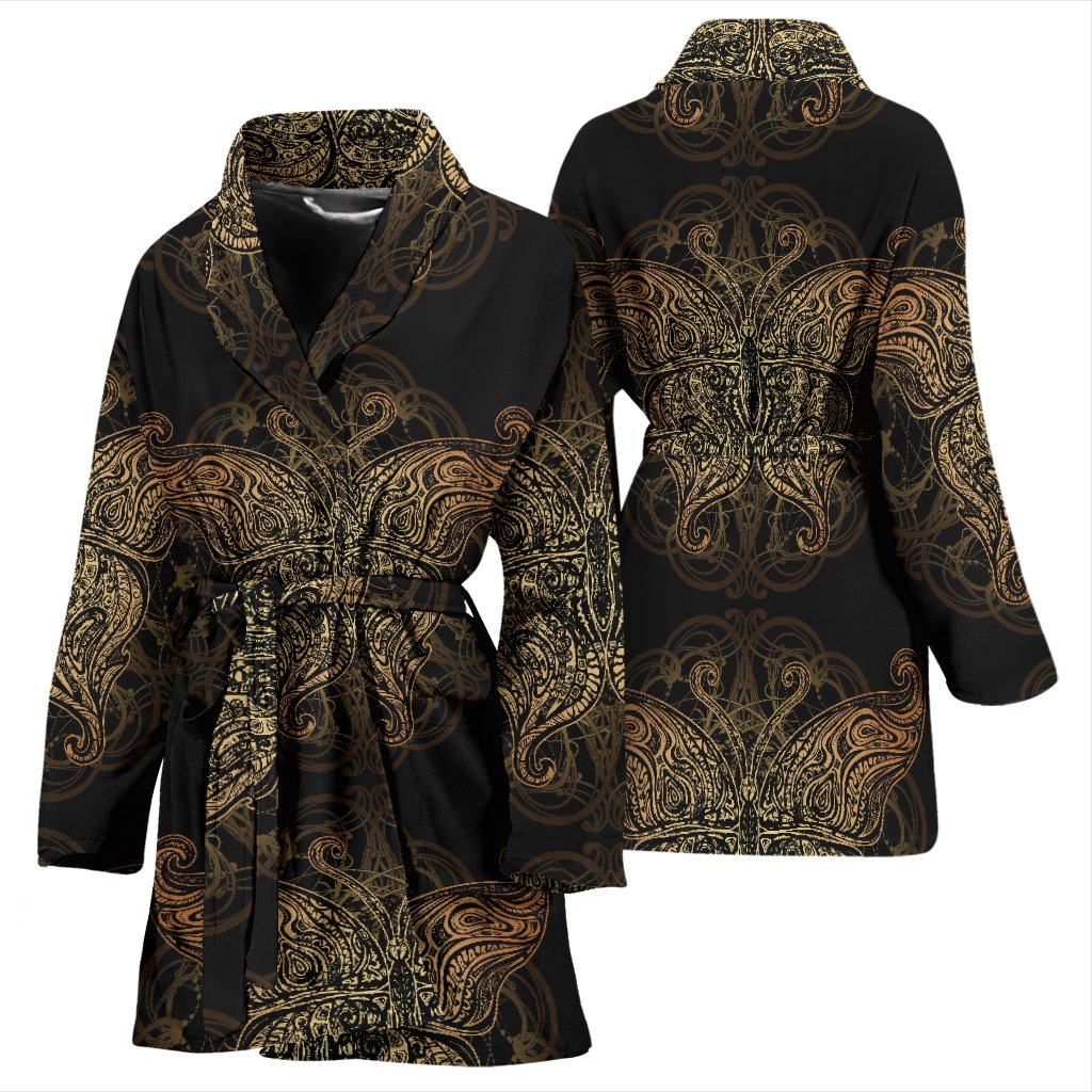Gold Butterfly Ornamental Women Bath Robe