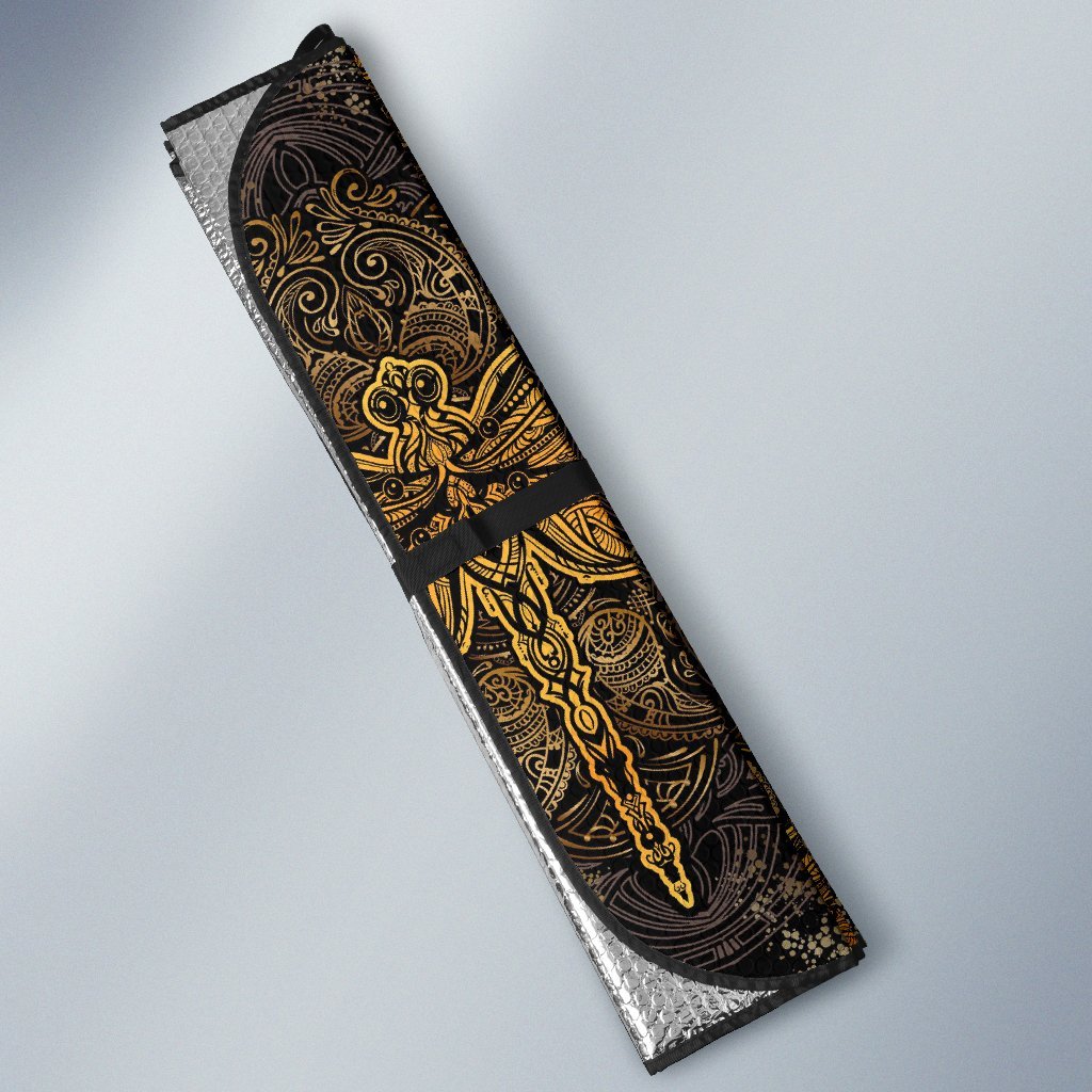 Gold Dragonfly Mandala Car Sun Shade-JorJune