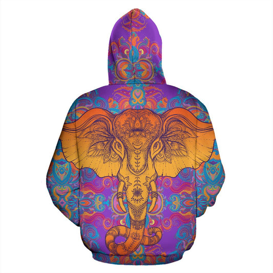 Gold Elephant Indian All Over Print Hoodie