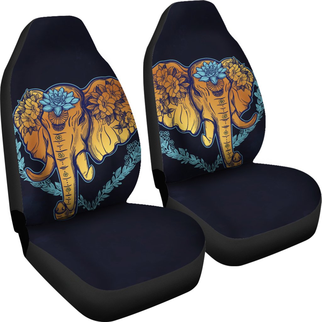 Gold Elephant Lotus Universal Fit Car Seat Covers