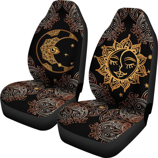 Gold Eye Sun Moon Mandala Universal Fit Car Seat Covers