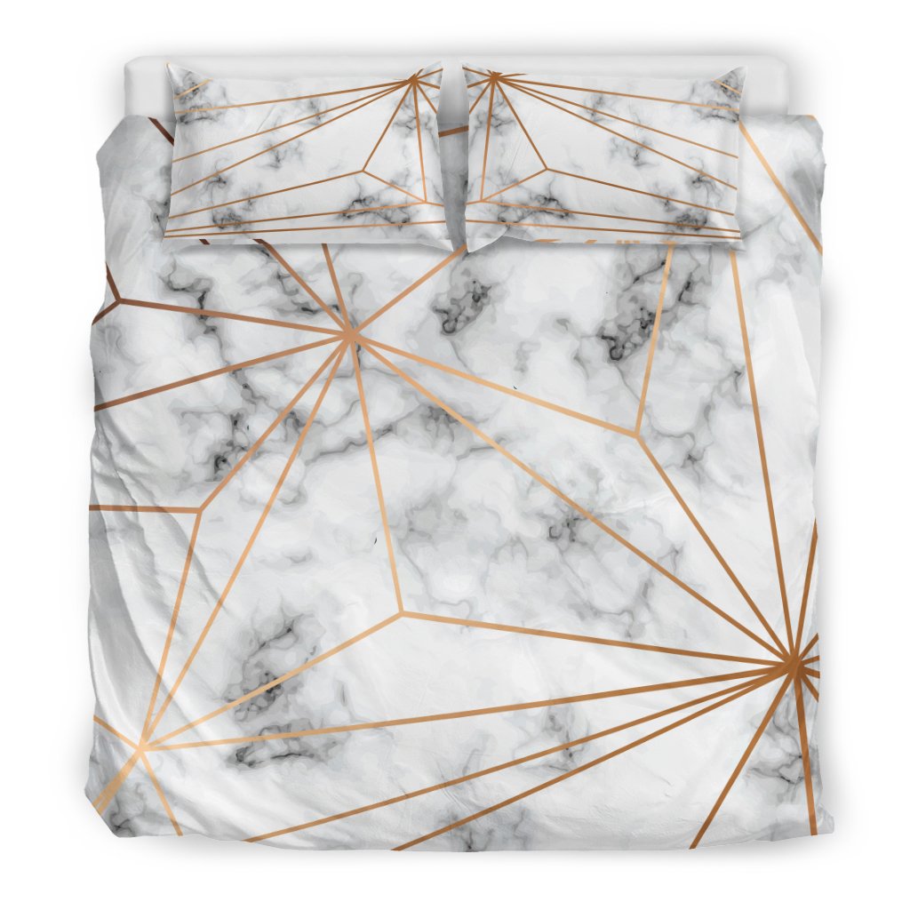 Gold Geometric Line Marble Duvet Cover Bedding Set