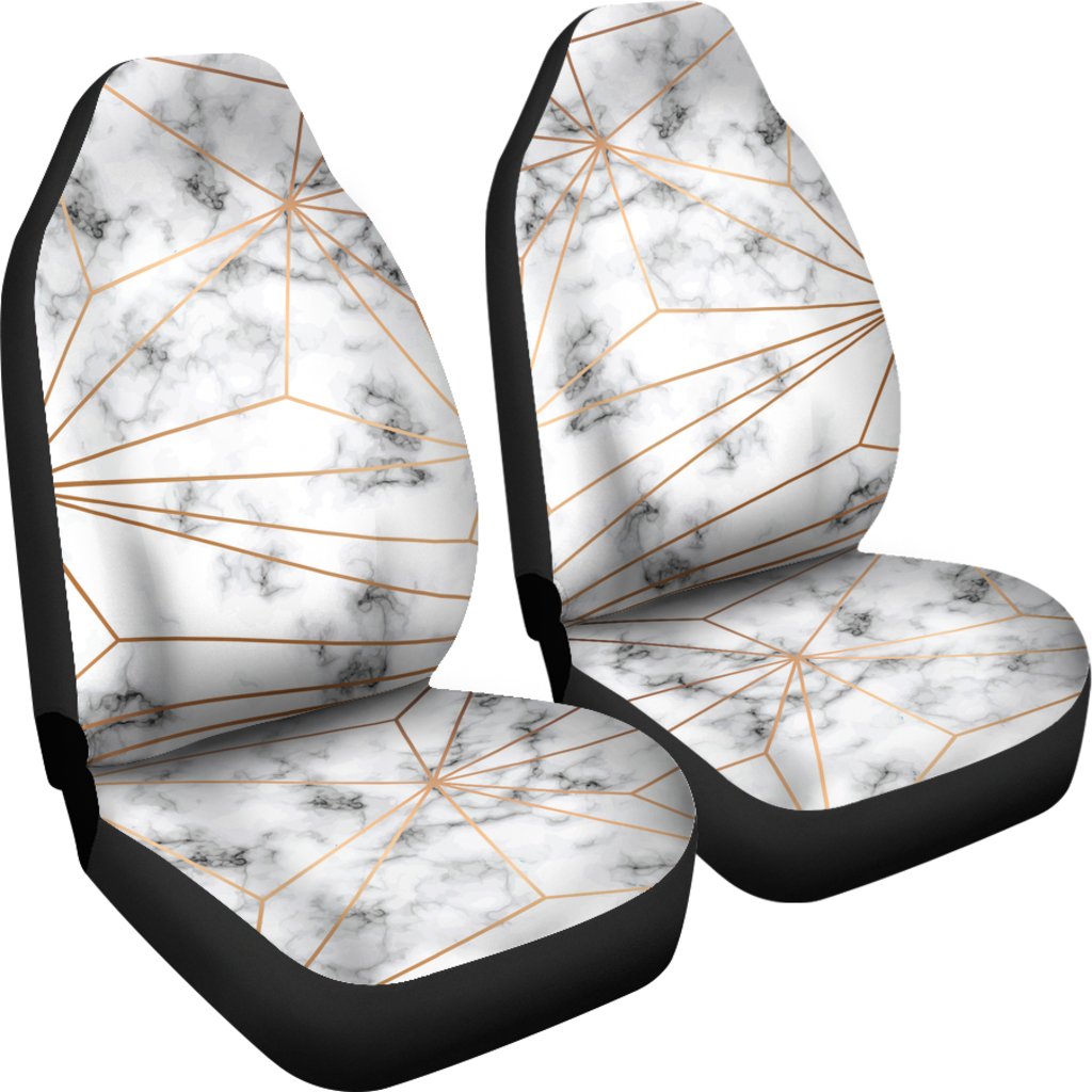 Gold Geometric Line Marble Universal Fit Car Seat Covers