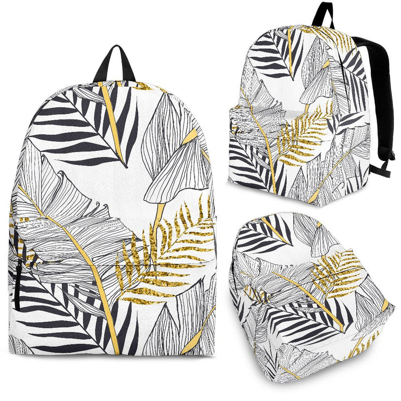 Gold Glitter Tropical Palm Leaves Premium Backpack