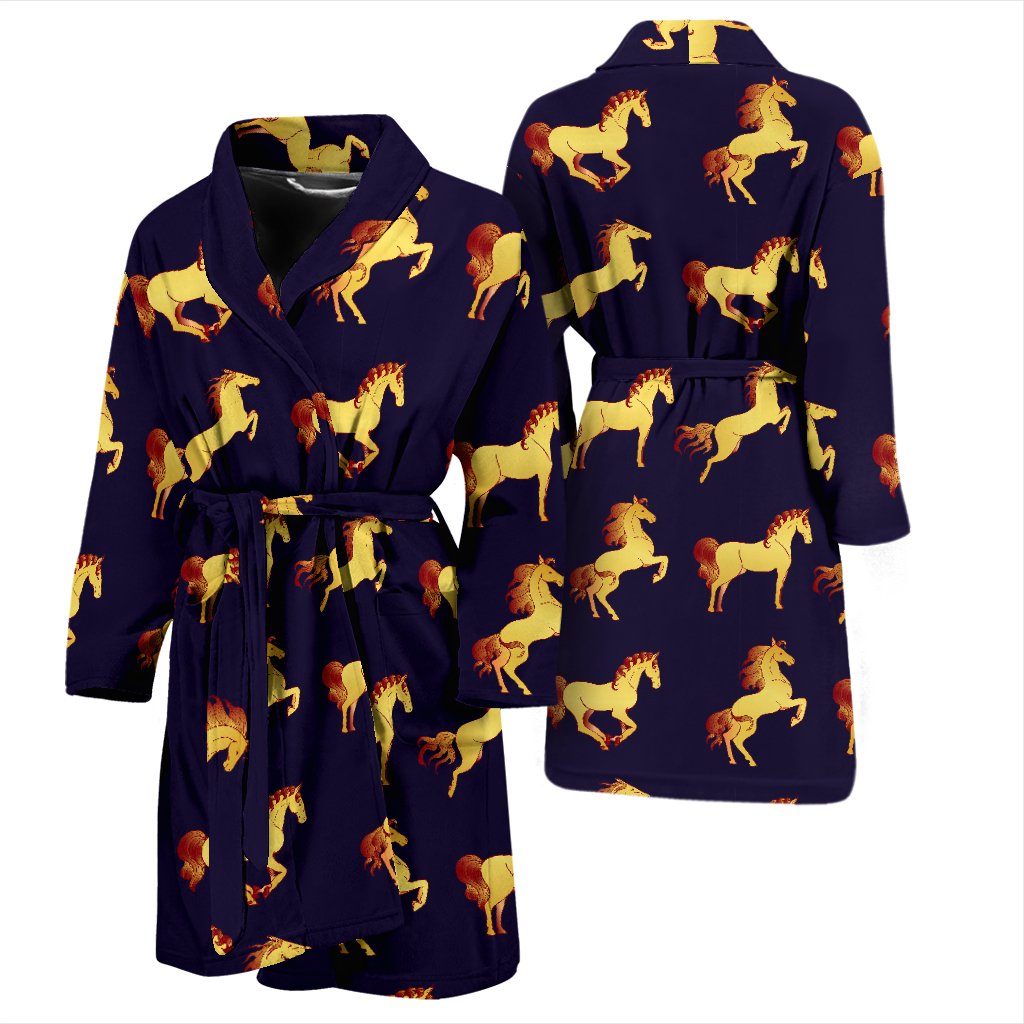 Gold Horse Pattern Men Bath Robe