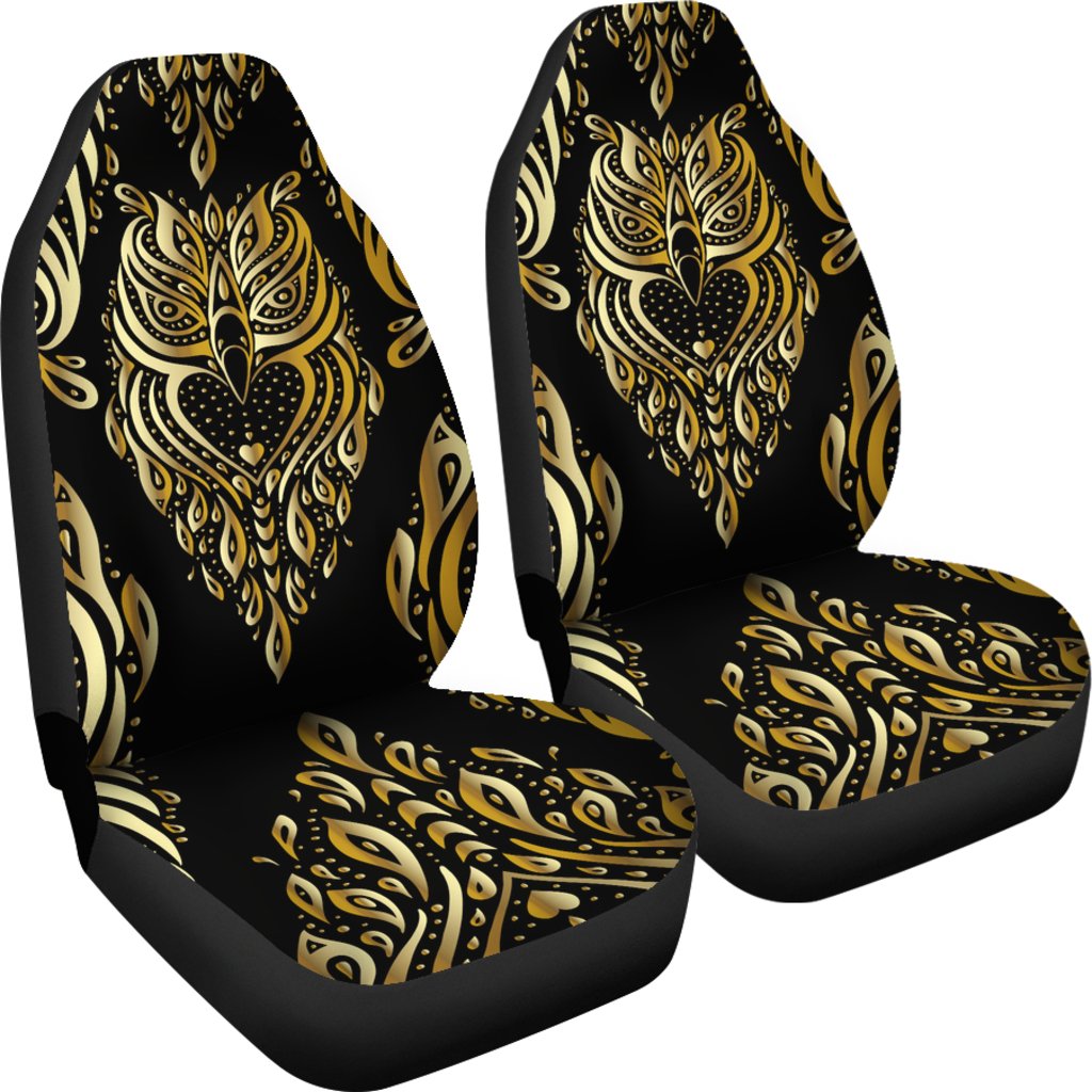 Gold Ornamental Owl Universal Fit Car Seat Covers