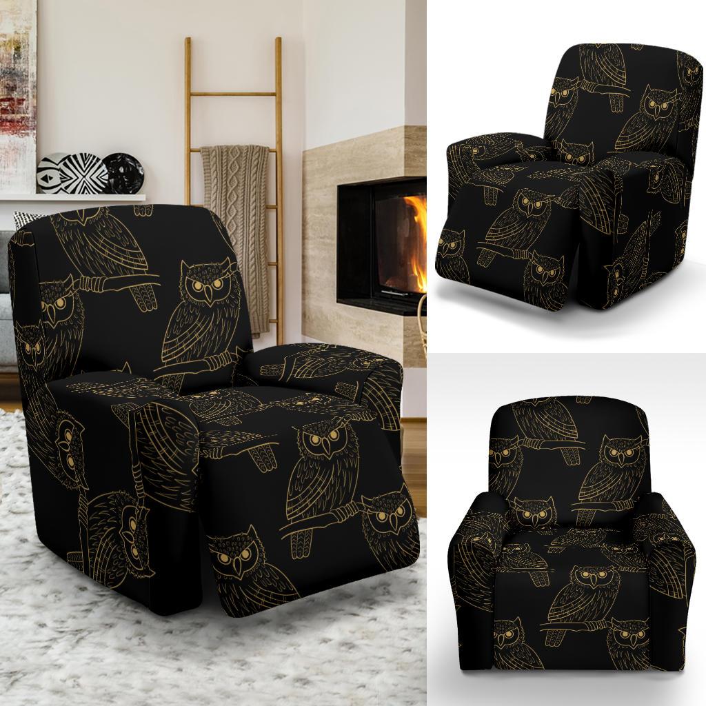 Gold Owl Pattern Recliner Slipcover-JORJUNE.COM