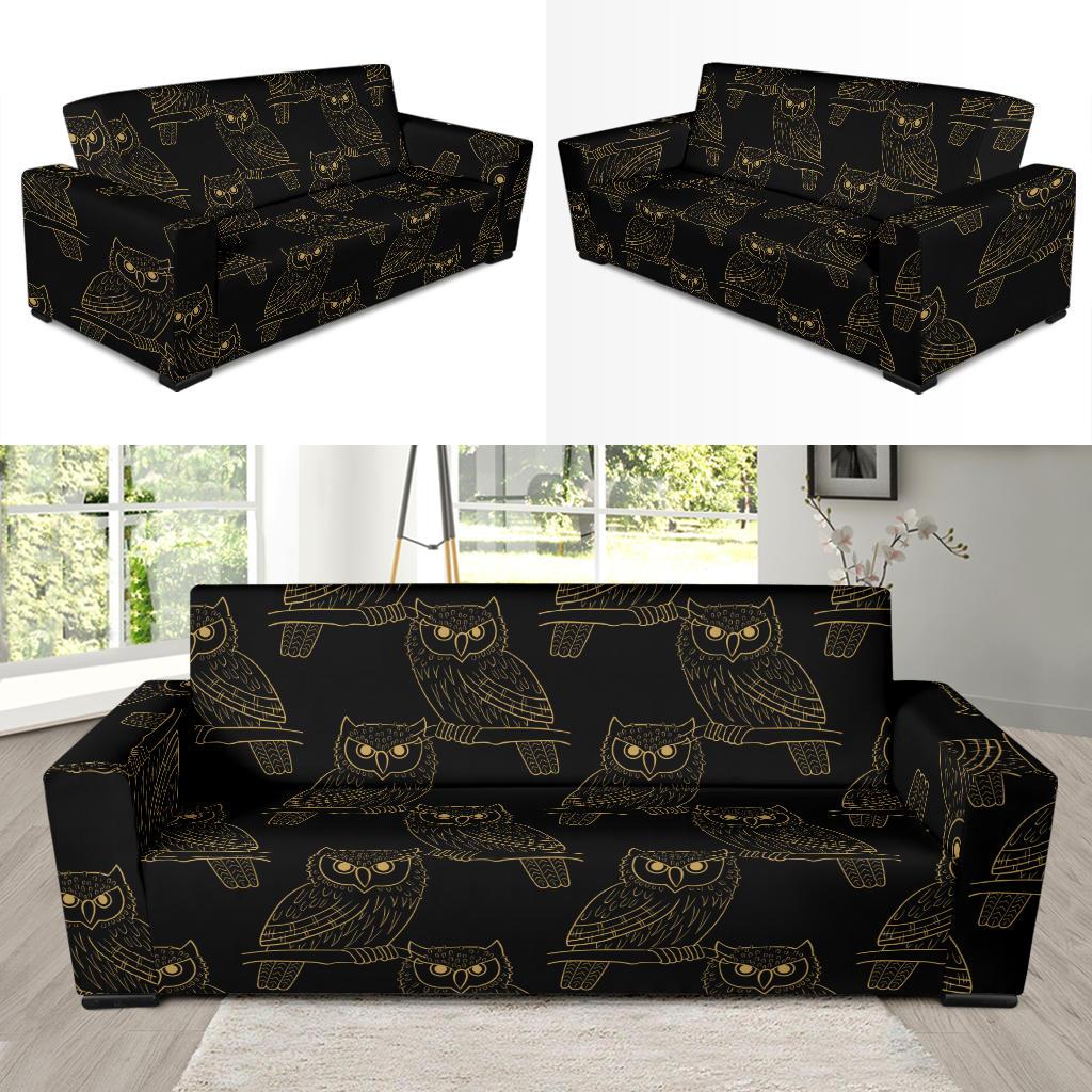 Gold Owl Pattern Sofa Slipcover-JORJUNE.COM