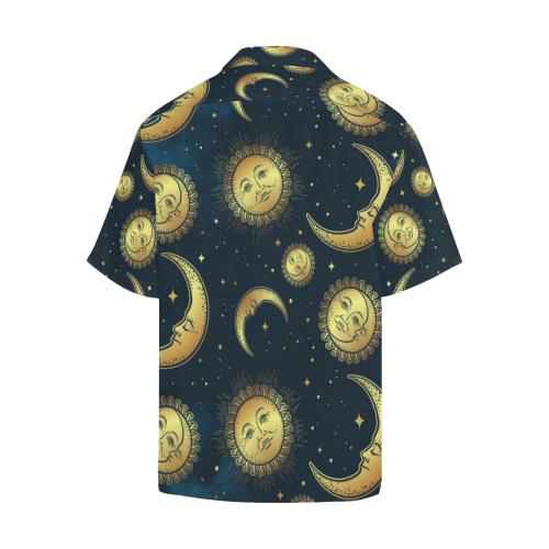 Gold Sun Moon Face Men Hawaiian Shirt