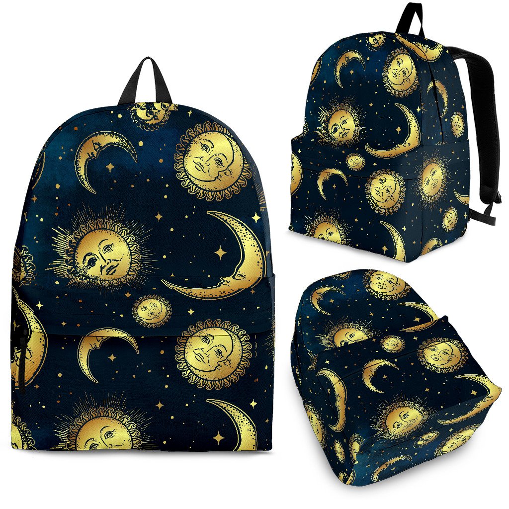 Gold Sun Moon Face Premium Backpack