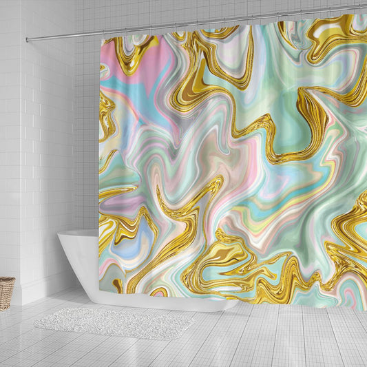 Gold Sweet Marble Shower Curtain