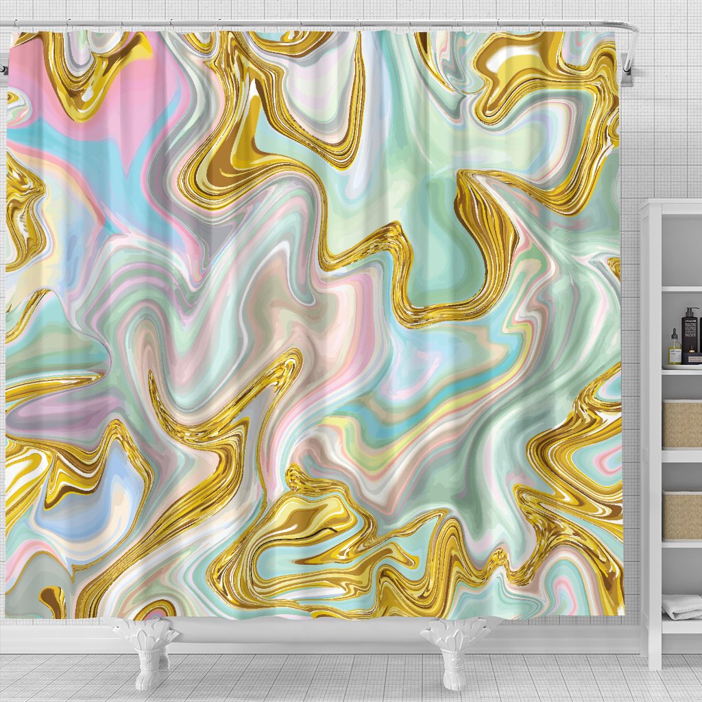 Gold Sweet Marble Shower Curtain