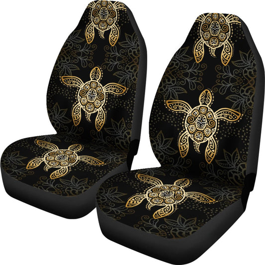 Gold Tribal Turtle Polynesian Design Universal Fit Car Seat Covers