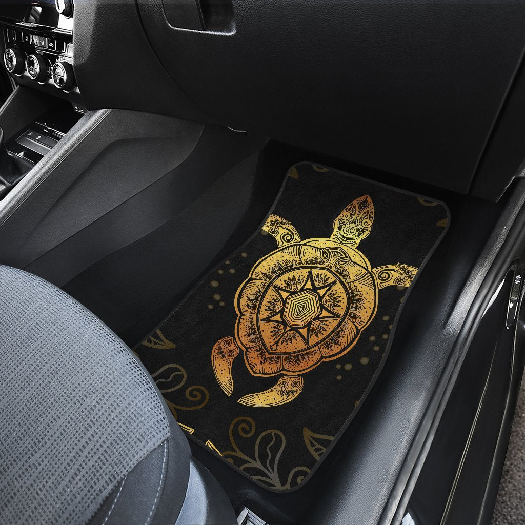 Gold Sea Turtle Mandala Car Floor Mats