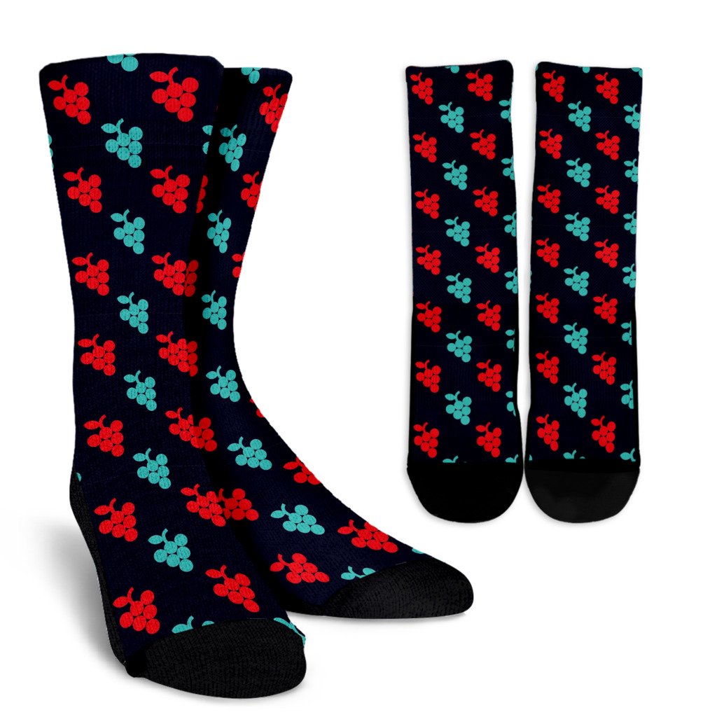 Grape Pattern Print Design GP07 Crew Socks-JORJUNE.COM