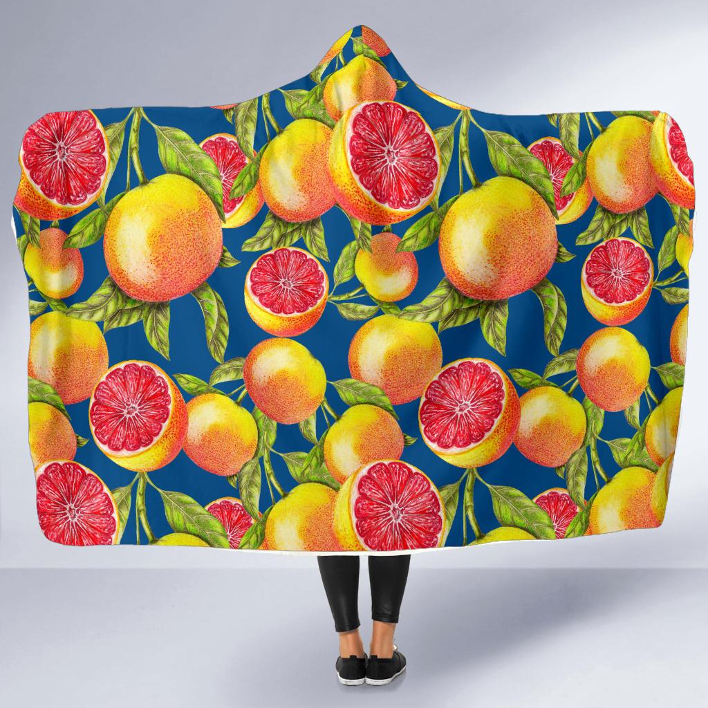 Grapefruit Pattern Print Design GF04 Hooded Blanket-JORJUNE.COM