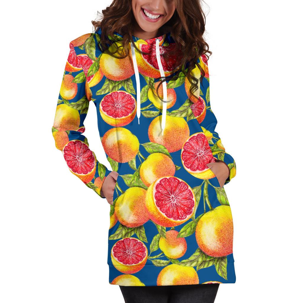 Grapefruit Pattern Print Design GF04 Women Hoodie Dress