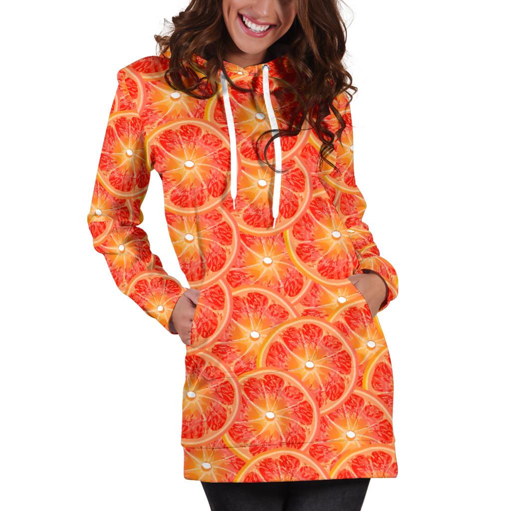 Grapefruit Pattern Print Design GF06 Women Hoodie Dress