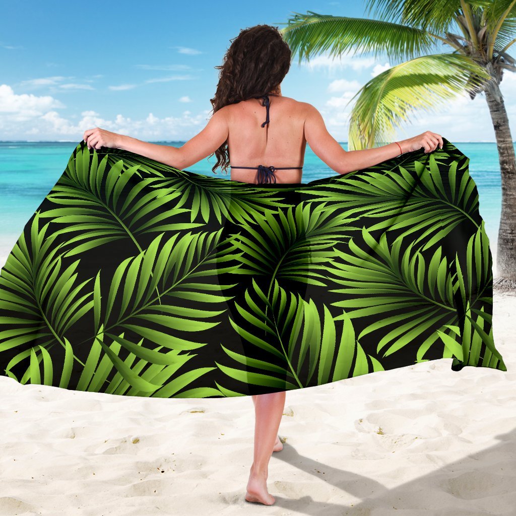 Green Neon Tropical Palm Leaves Beach Sarong Pareo Wrap