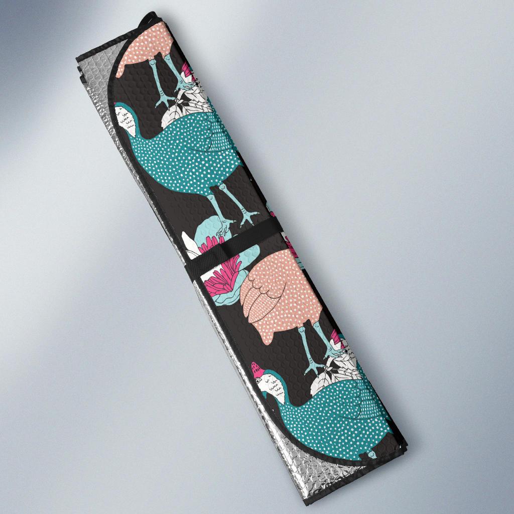 Guinea Fowl Pattern Print Design 03 Car Sun Shade-JORJUNE.COM