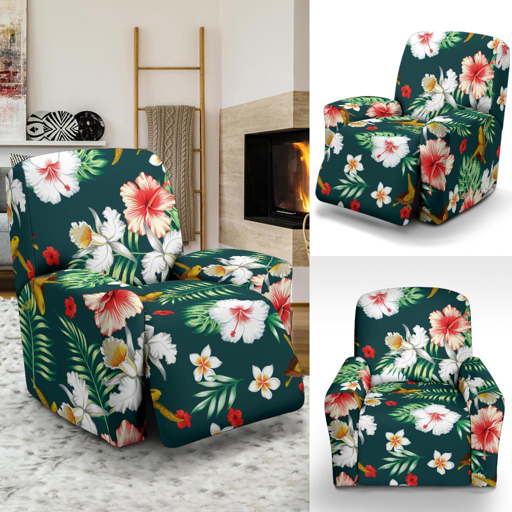 Hawaiian Flower Design with SeaTurtle Print Recliner Slipcover-JORJUNE.COM