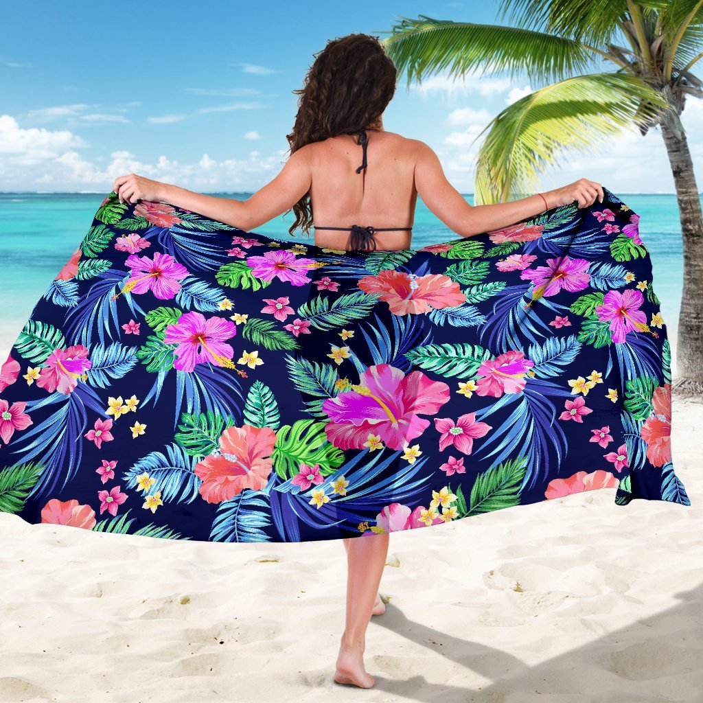 Hawaiian Tropical Hibiscus Neon Beach Sarong Pareo Wrap