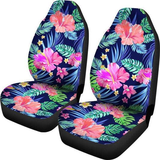 Hawaiian Tropical Hibiscus Neon Universal Fit Car Seat Covers