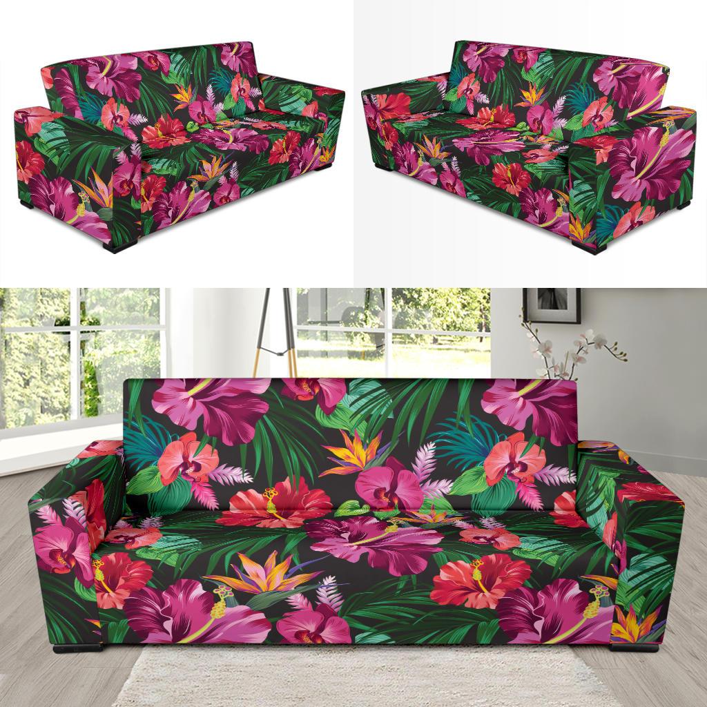 Hawaiian Flower Hibiscus tropical Sofa Slipcover-JORJUNE.COM