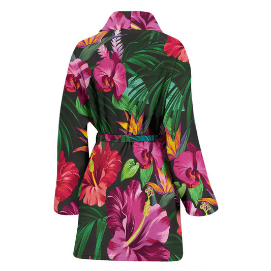Hawaiian Flower Hibiscus tropical Women Bath Robe