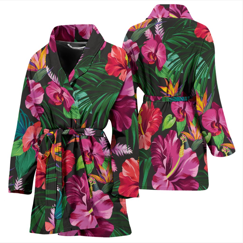 Hawaiian Flower Hibiscus tropical Women Bath Robe