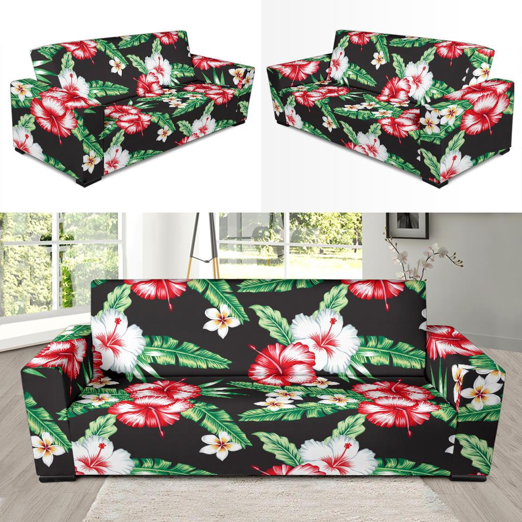Hawaiian flower tropical leaves Sofa Slipcover-JORJUNE.COM