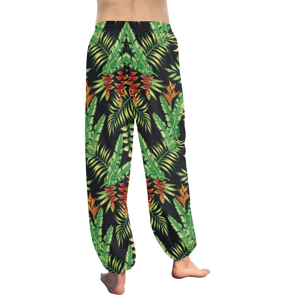 Hawaiian Flower Tropical Palm Leaves Harem Pants