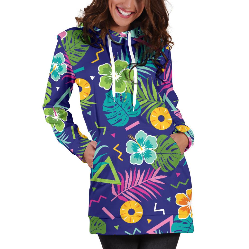 Hawaiian Themed Pattern Print Design H014 Women Hoodie Dress
