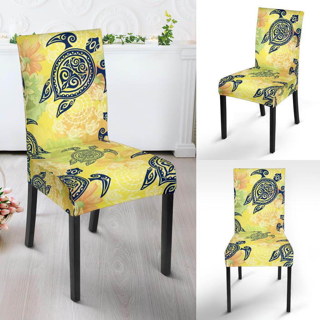 Hawaiian Turtle Tribal Design Print Dining Chair Slipcover-JORJUNE.COM
