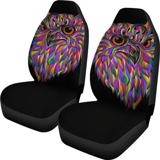 Head Owl Colorful Art Universal Fit Car Seat Covers