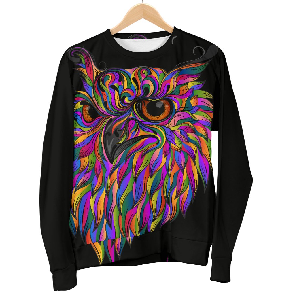 Head Owl Colorful Art Women Crewneck Sweatshirt