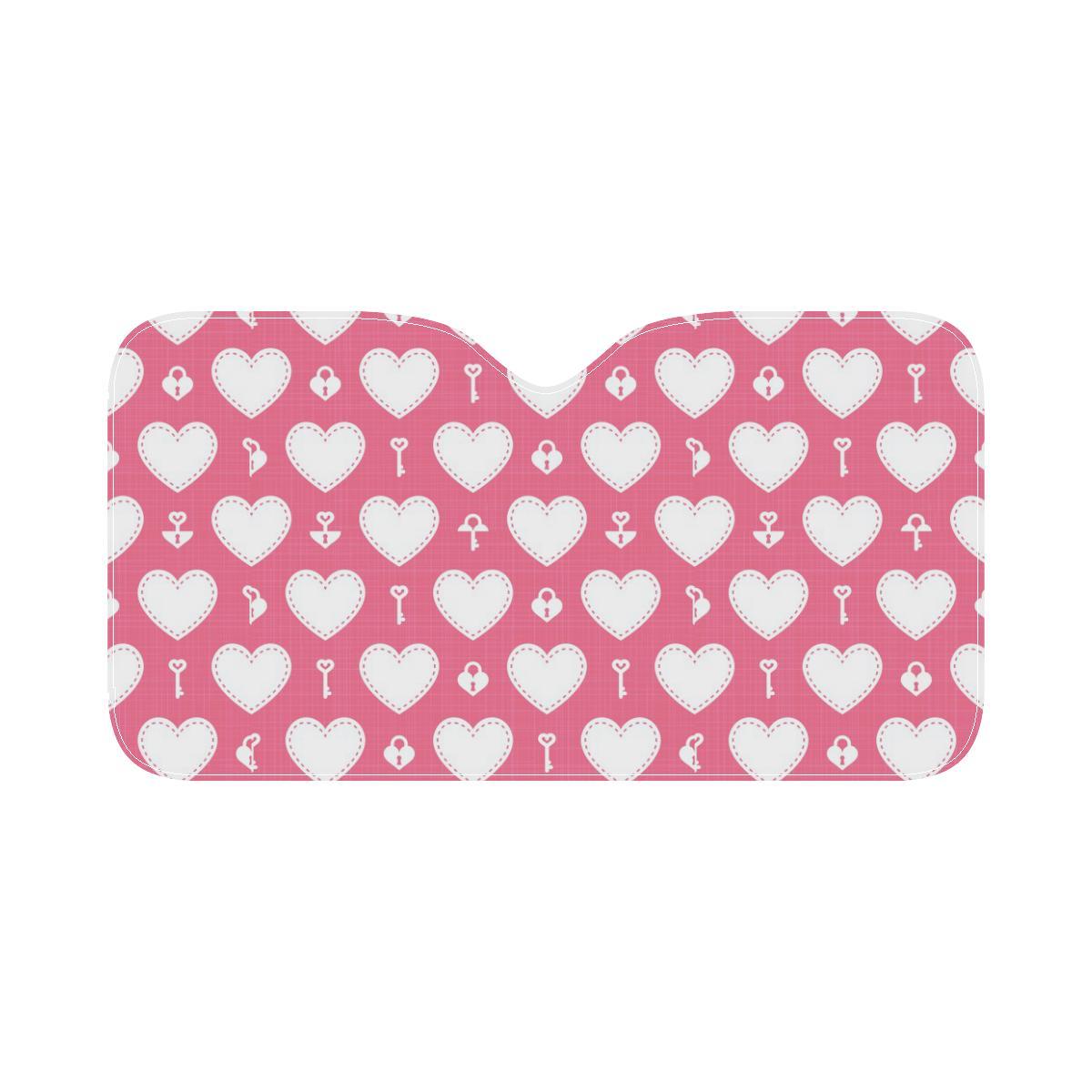 Heart Key Pattern Print Design HE09 Car Sun Shade-JorJune