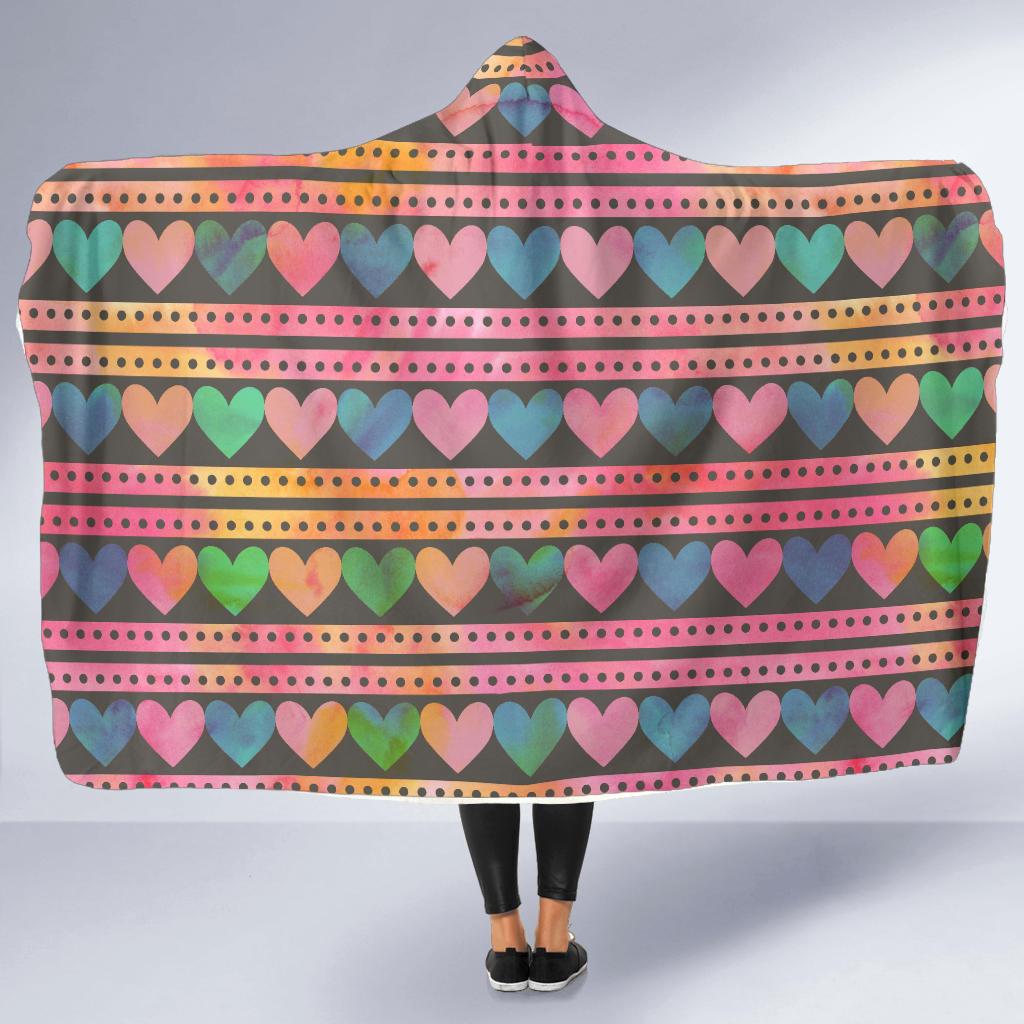Heart Pattern Print Design HE010 Hooded Blanket-JORJUNE.COM