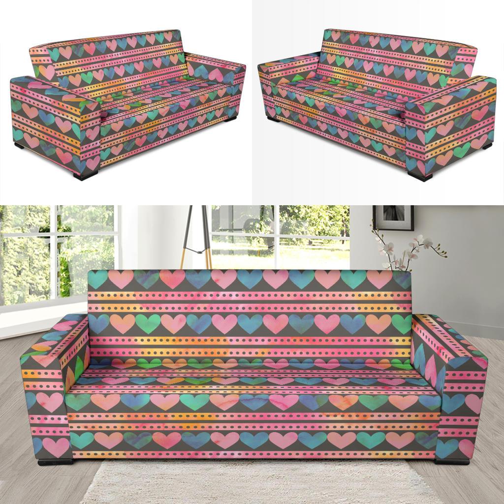 Heart Pattern Print Design HE010 Sofa Slipcover-JORJUNE.COM