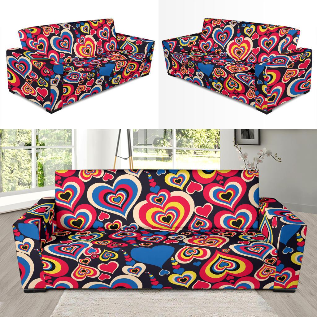 Heart Pattern Print Design HE08 Sofa Slipcover-JORJUNE.COM